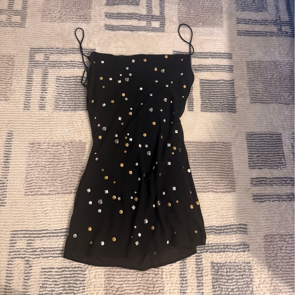Jaded London Black Dress with Gold Buttons